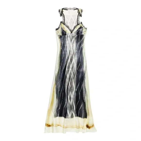 💥SOLD💥NWT Glenn Martens x H&M Satin Trompe L'oeil Print Invisible Strap Dress - Picture 1 of 8